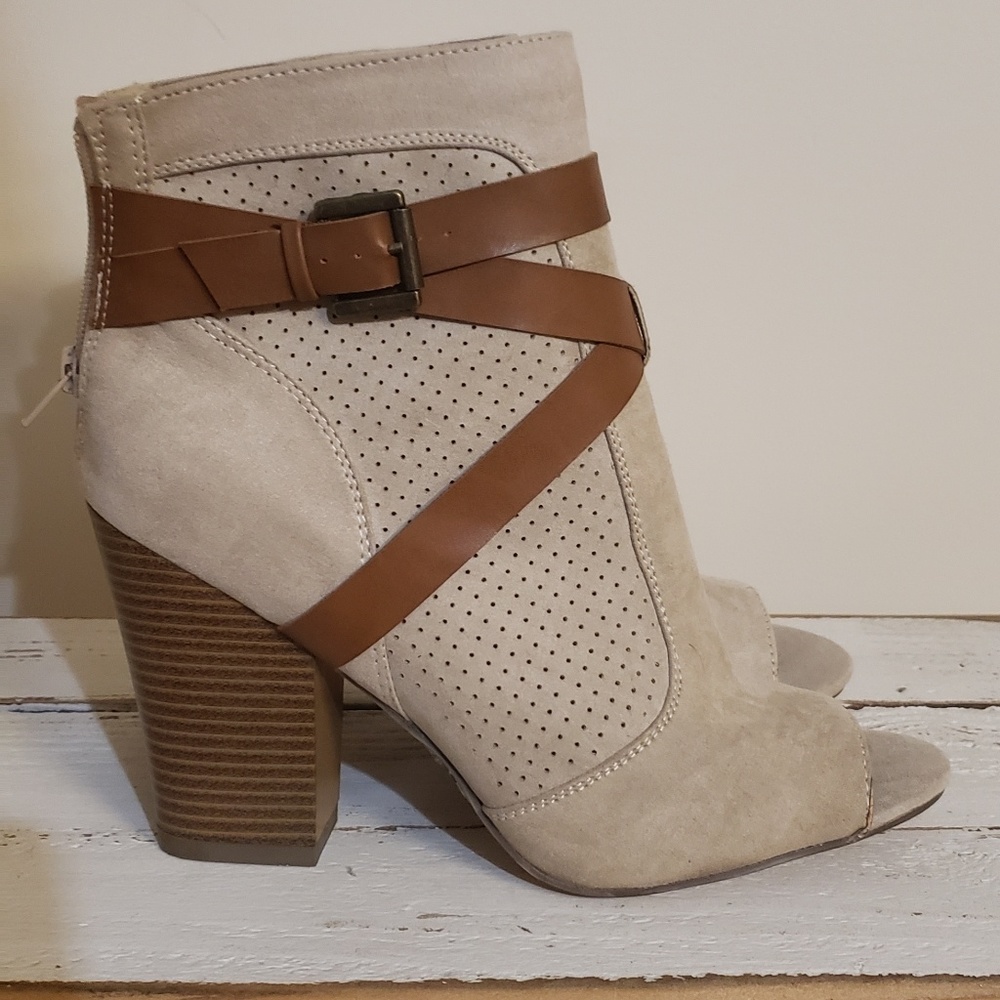 Tan Open Toe Booties - image 1